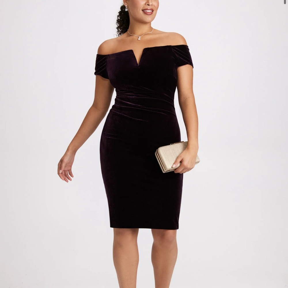 Elegant Off-Shoulder Purple Dress